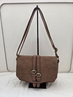 Merona Brown Faux Leather Messenger Bag • Adjustable Strap
